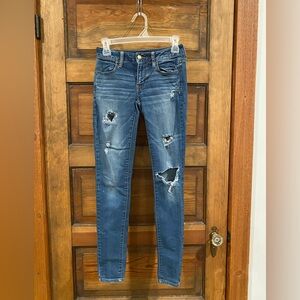 American Eagle Outfitters Ripped Blue Skinny Jeans